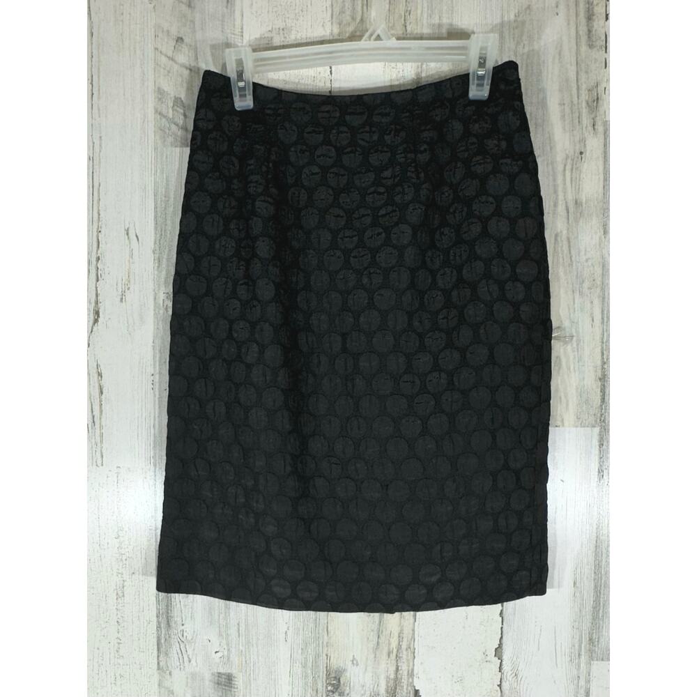 Anthropologie Maeve Black Goban Polka Dot Brocade Pencil Skirt Size 6 27"